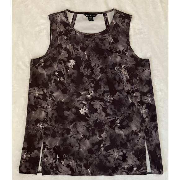 Athleta Zephyr Sleeveless Tank Top Athletic Casual Black White Gray Size Medium - Picture 1 of 10